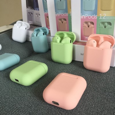 2019 hot sale Colorful TWS i12 inpods headset Wireless earphones Touch Control Tws inpods 12 earbuds